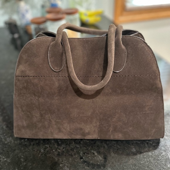 Elegant Brown Suede Satchel - Picture 1 of 9